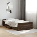 Cadre de lit et tiroirs chêne marron 100x200 cm bois ingénierie