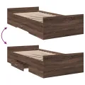 Cadre de lit et tiroirs chêne marron 100x200 cm bois ingénierie
