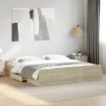 Cadre de lit avec tiroirs chêne sonoma 200x200 cm
