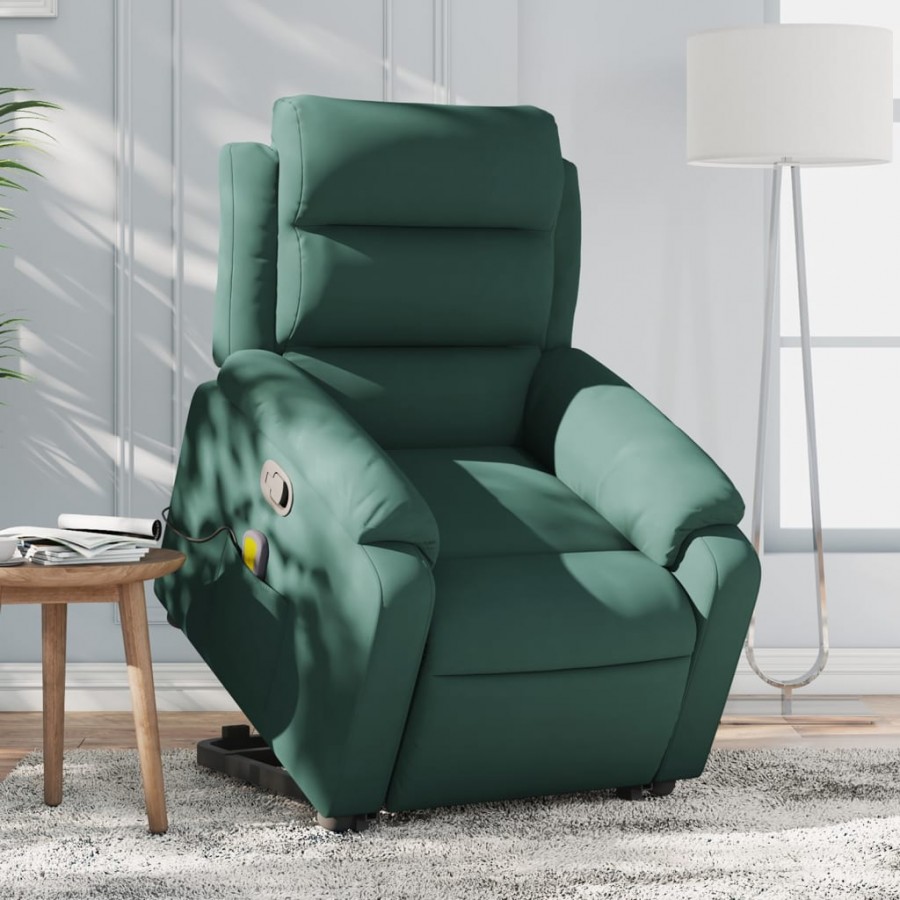 Fauteuil de massage inclinable Vert foncé Velours