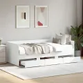 Lit de jour avec tiroirs blanc 75x190 cm bois d'ingénierie