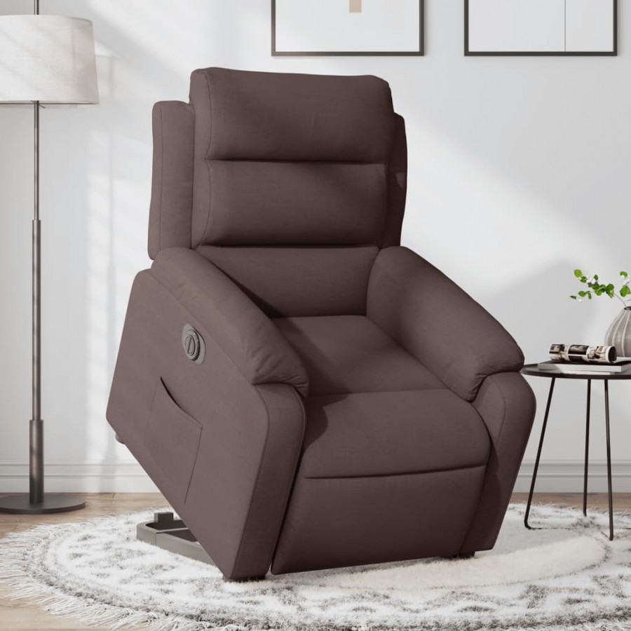 Fauteuil inclinable électrique marron foncé tissu