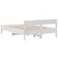 Cadre de lit avec tête de lit blanc 120x190 cm bois pin massif