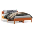 Cadre de lit avec tête de lit cire marron 120x190cm bois de pin