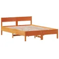 Cadre de lit avec tête de lit cire marron 120x190cm bois de pin