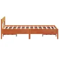 Cadre de lit avec tête de lit cire marron 120x190cm bois de pin