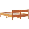 Cadre de lit avec tête de lit cire marron 120x190cm bois de pin