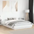 Cadre de lit blanc 150x200 cm bois d'ingénierie