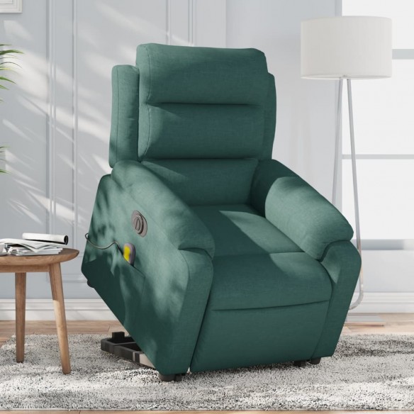 Fauteuil inclinable de massage électrique Vert foncé Tissu