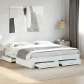 Cadre de lit avec tiroirs blanc 180x200 cm bois d'ingénierie
