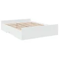 Cadre de lit à tiroirs blanc 160x200cm bois d'ingénierie