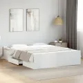 Cadre de lit à tiroirs blanc 160x200cm bois d'ingénierie