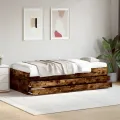 Lit de jour et tiroirs chêne fumé 100x200 cm bois d'ingénierie