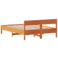 Cadre de lit avec tête de lit cire marron 140x190cm bois de pin