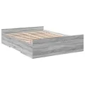 Cadre de lit et tiroirs sonoma gris 120x190 cm bois ingénierie