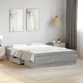 Cadre de lit et tiroirs sonoma gris 120x190 cm bois ingénierie