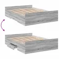 Cadre de lit et tiroirs sonoma gris 120x190 cm bois ingénierie