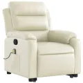 Fauteuil inclinable de massage Crème Similicuir