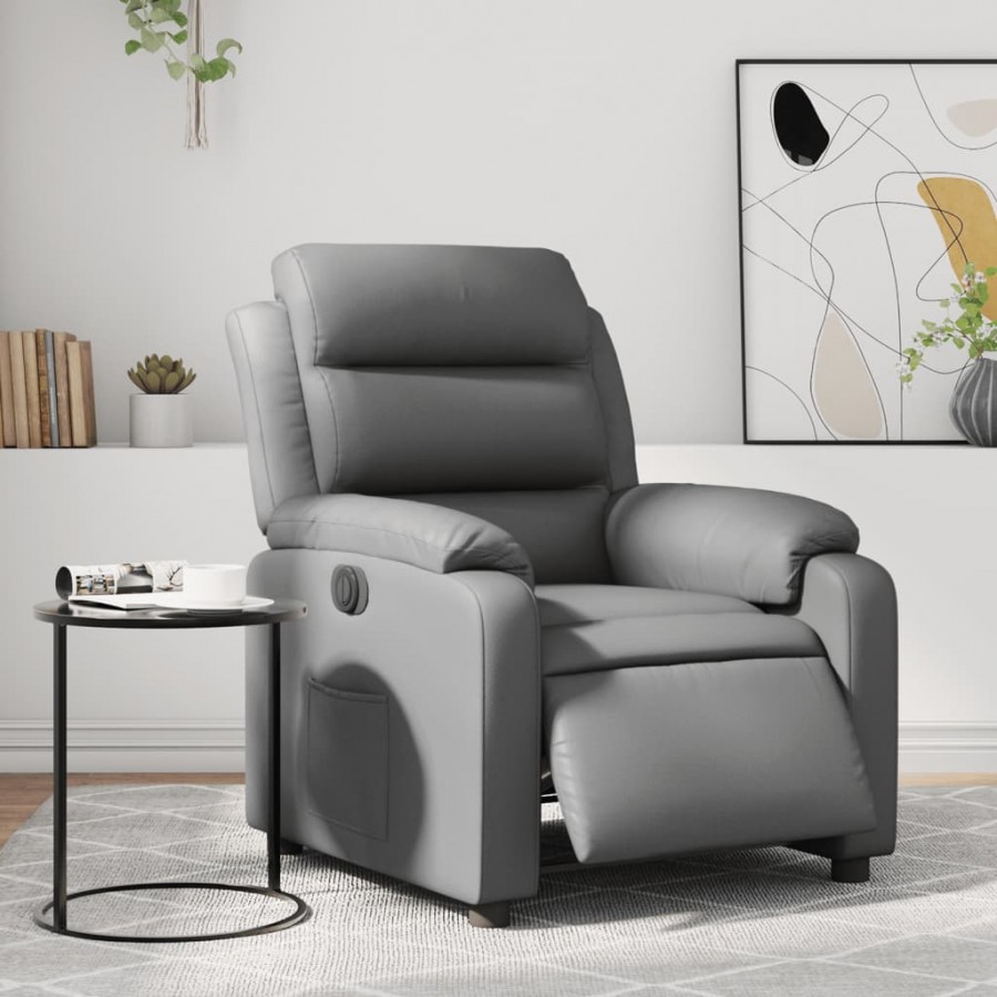 Fauteuil inclinable électrique Gris Similicuir