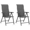 Chaises pliables de jardin 2 pcs gris résine tressée