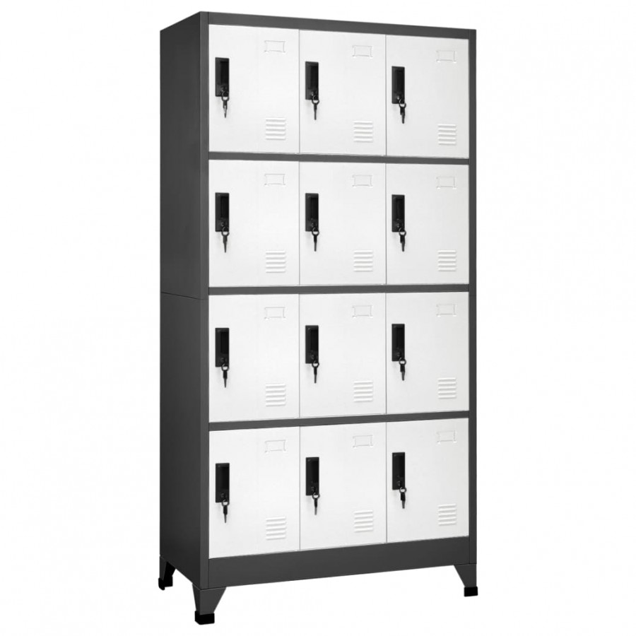 Armoire à casiers Anthracite et blanc 90x45x180 cm Acier