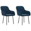 Chaises à manger lot de 2 Bleu Velours
