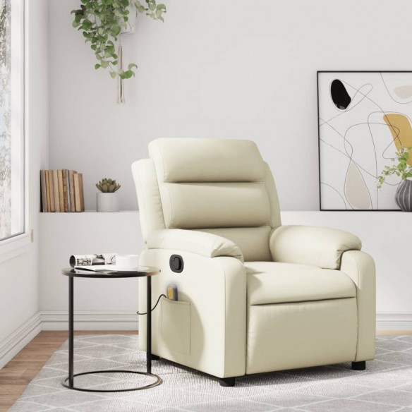 Fauteuil inclinable de massage Crème Similicuir