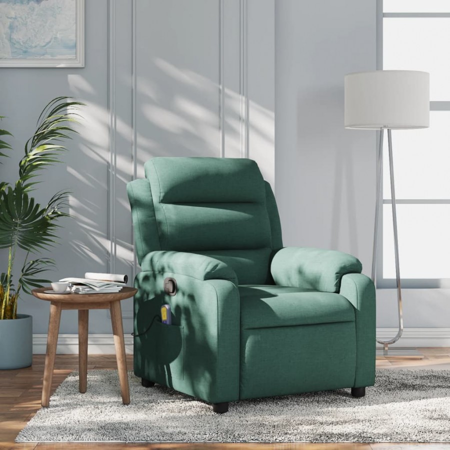 Fauteuil de massage inclinable Vert foncé Tissu