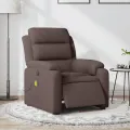 Fauteuil de massage inclinable électrique Marron foncé Tissu