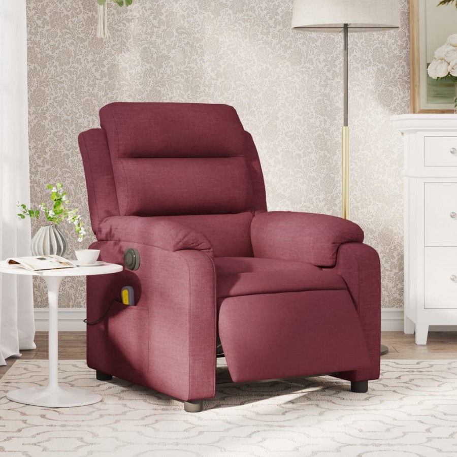 Fauteuil de massage inclinable électrique Rouge bordeaux Tissu