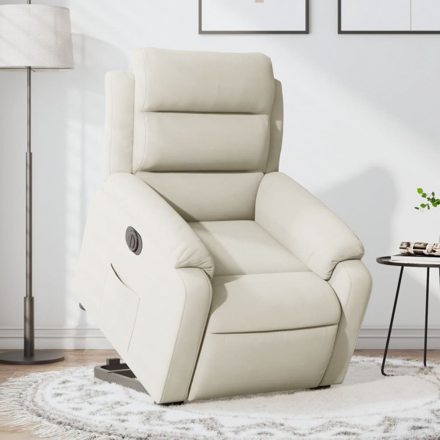 Fauteuil inclinable électrique crème velours