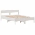 Cadre de lit avec tête de lit blanc 140x200 cm bois pin massif