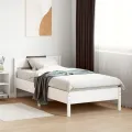 Cadre de lit avec tête de lit blanc 90x190cm bois de pin massif