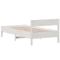 Cadre de lit avec tête de lit blanc 90x190cm bois de pin massif