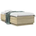 Cadre de lit chêne sonoma 75x190 cm bois d'ingénierie