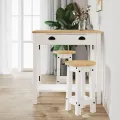 Tabourets de bar lot de 2 blanc bois massif de pin