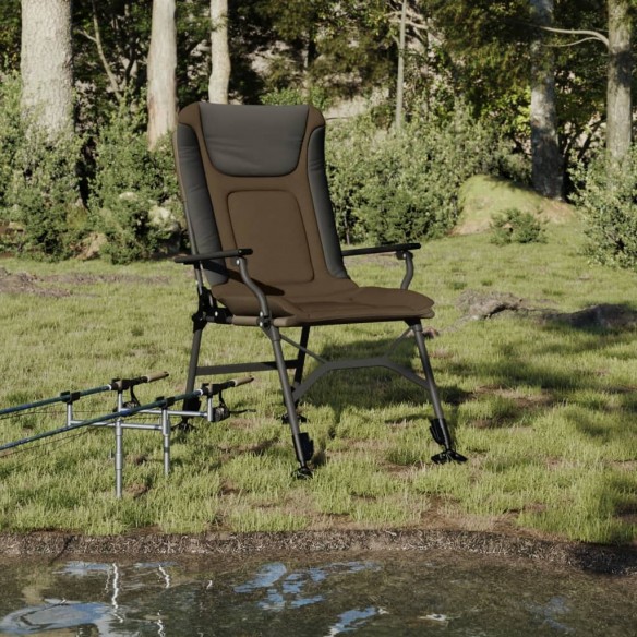 Chaise de pêche avec accoudoir pliable taupe