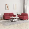 Ensemble de canapés 2 pcs et coussins Rouge bordeaux Similicuir