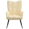 Chaise de relaxation Blanc crème Velours
