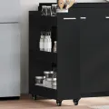 Armoire avec roues noir 60x22x79 cm bois d'ingénierie