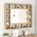 Armoire de miroir avec LED Chêne sonoma 91x15x76,5 cm