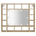 Armoire de miroir avec LED Chêne sonoma 91x15x76,5 cm