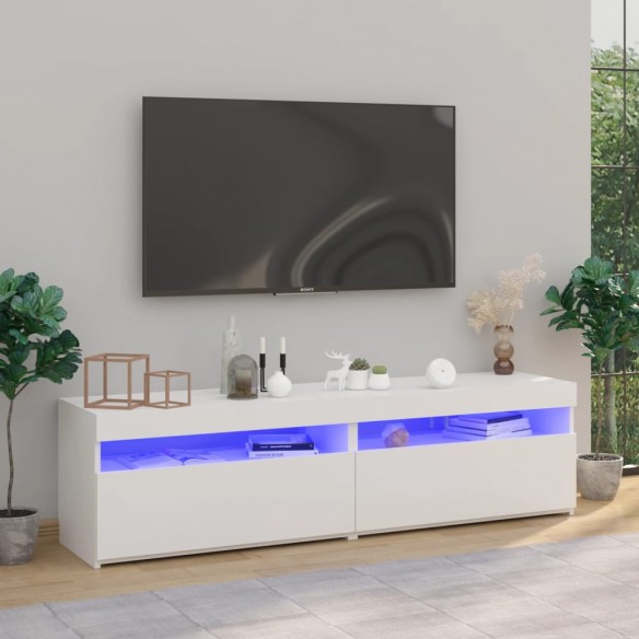 Meubles TV 2 pcs avec lumières LED Blanc brillant 75x35x40 cm