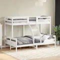Lit superposé 90x200/120x200 cm blanc bois de pin massif