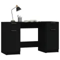 Bureau avec armoire latérale Noir Bois d'ingénierie