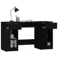 Bureau avec armoire latérale Noir Bois d'ingénierie
