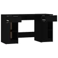 Bureau avec armoire latérale Noir Bois d'ingénierie