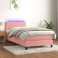 cadre de lit avec matelas LED Rose 80x200 cm Velours