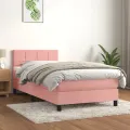 cadre de lit et matelas Rose 80x200 cm Velours