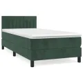 cadre de lit et matelas Vert foncé 80x200 cm Velours